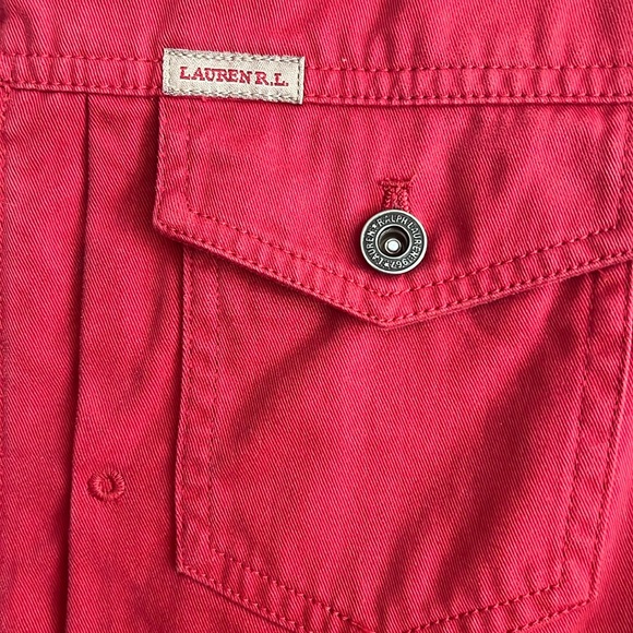 Ralph Lauren Glen Canyon Women’s Red Denim Zippered Jacket Coat Small - Picture 2 of 5